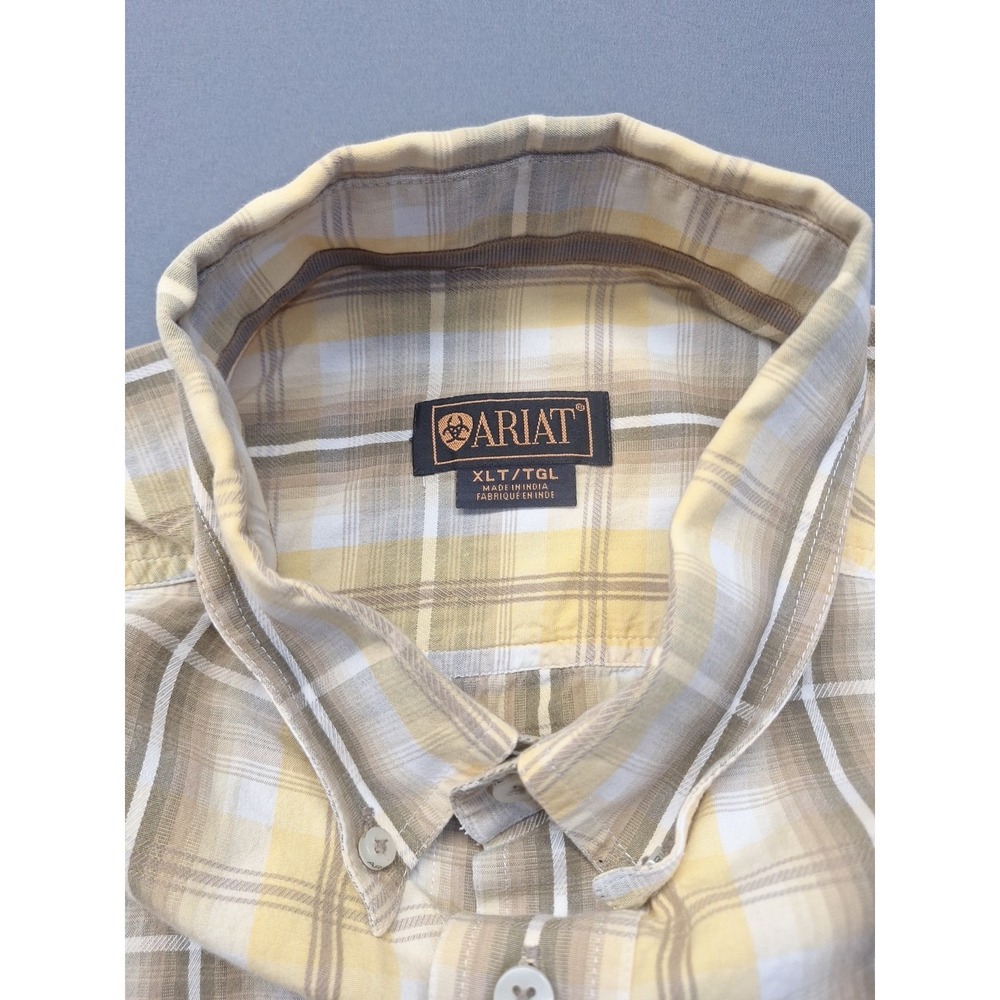 Ariat XLT Long Sleeve Yellow Plaid Work Western Rodeo Cowboy Chore - Picture 7 of 11